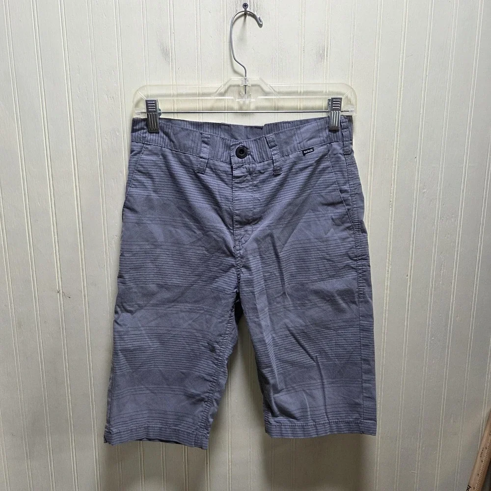 Hurley Shorts Boys 18 Gray Stripe Twill Bermuda 9 Inseam Casual Summer